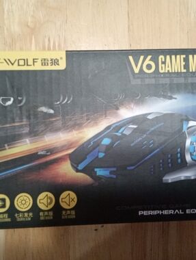 T WOLF V6 Gaming Mouse - Black & Blue LED Accent